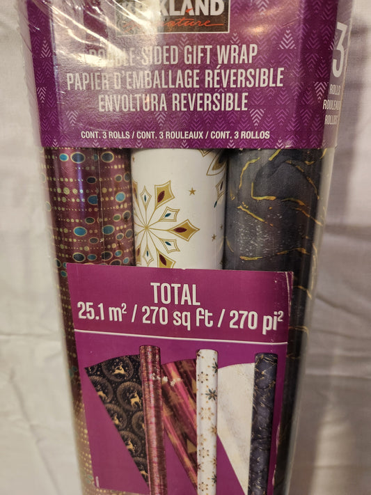 🎅 Kirkland Signature Double-Sided Christmas Gift Wrap - 3 Rolls, 270 sq ft!