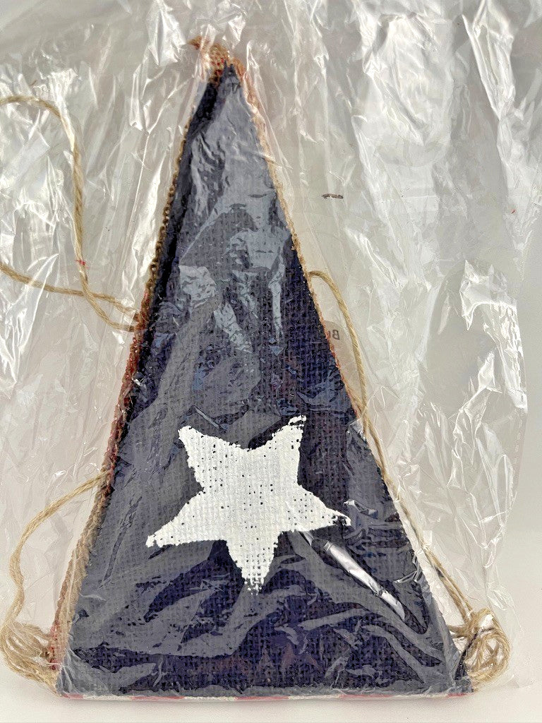 Patriotic Burlap Flag Banner – 8 ft American Flag Pennant Garland