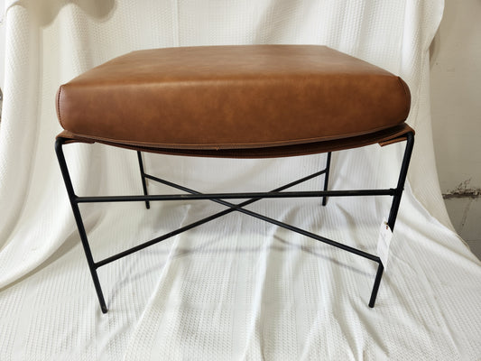 Magnolia Leather & Metal Ottoman