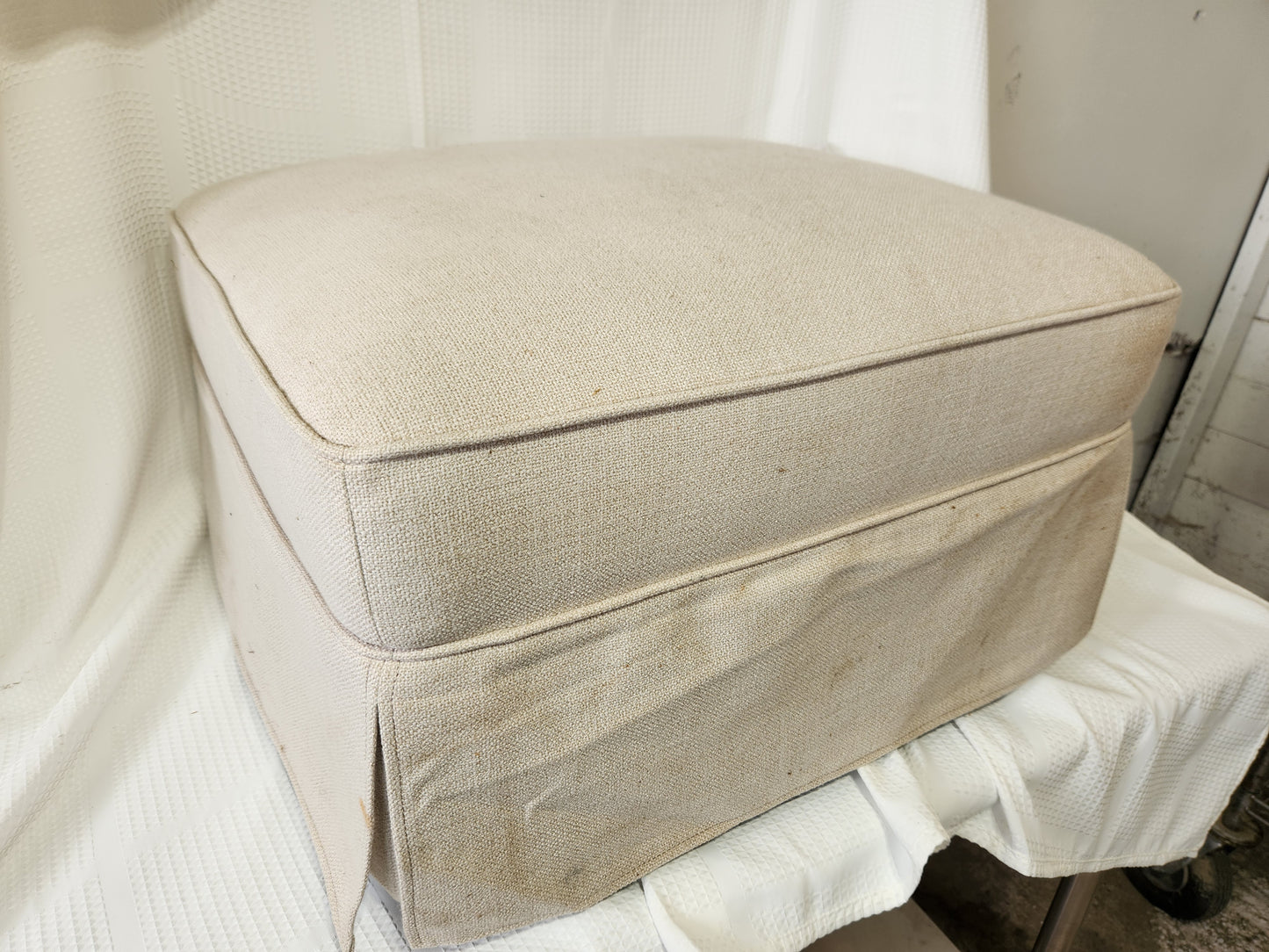 Cream Ottoman - Namesake Crawford