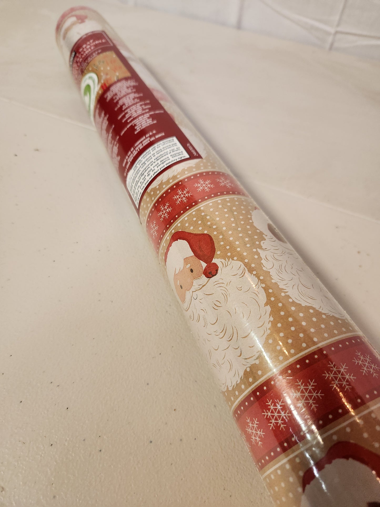 🎅🎄 Double-Sided Christmas Gift Wrap (Single Roll) - Santa & Gold Stars
