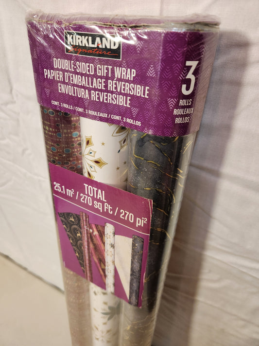 🎅 Kirkland Signature Double-Sided Christmas Gift Wrap - 3 Rolls, 270 sq ft!