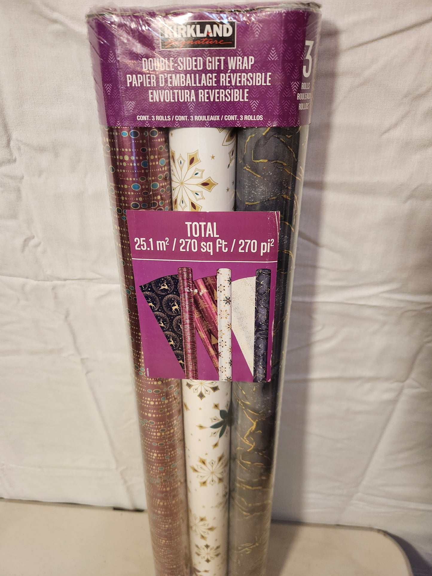 🎅 Kirkland Signature Double-Sided Christmas Gift Wrap - 3 Rolls, 270 sq ft!