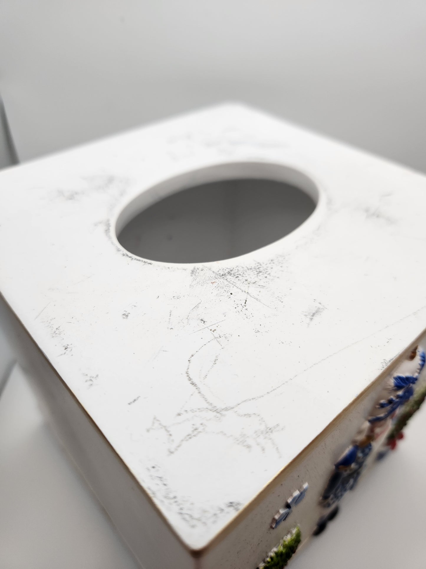 🎄 Charming Blue & White Nutcracker Christmas Tissue Box Cover - Holiday Decor