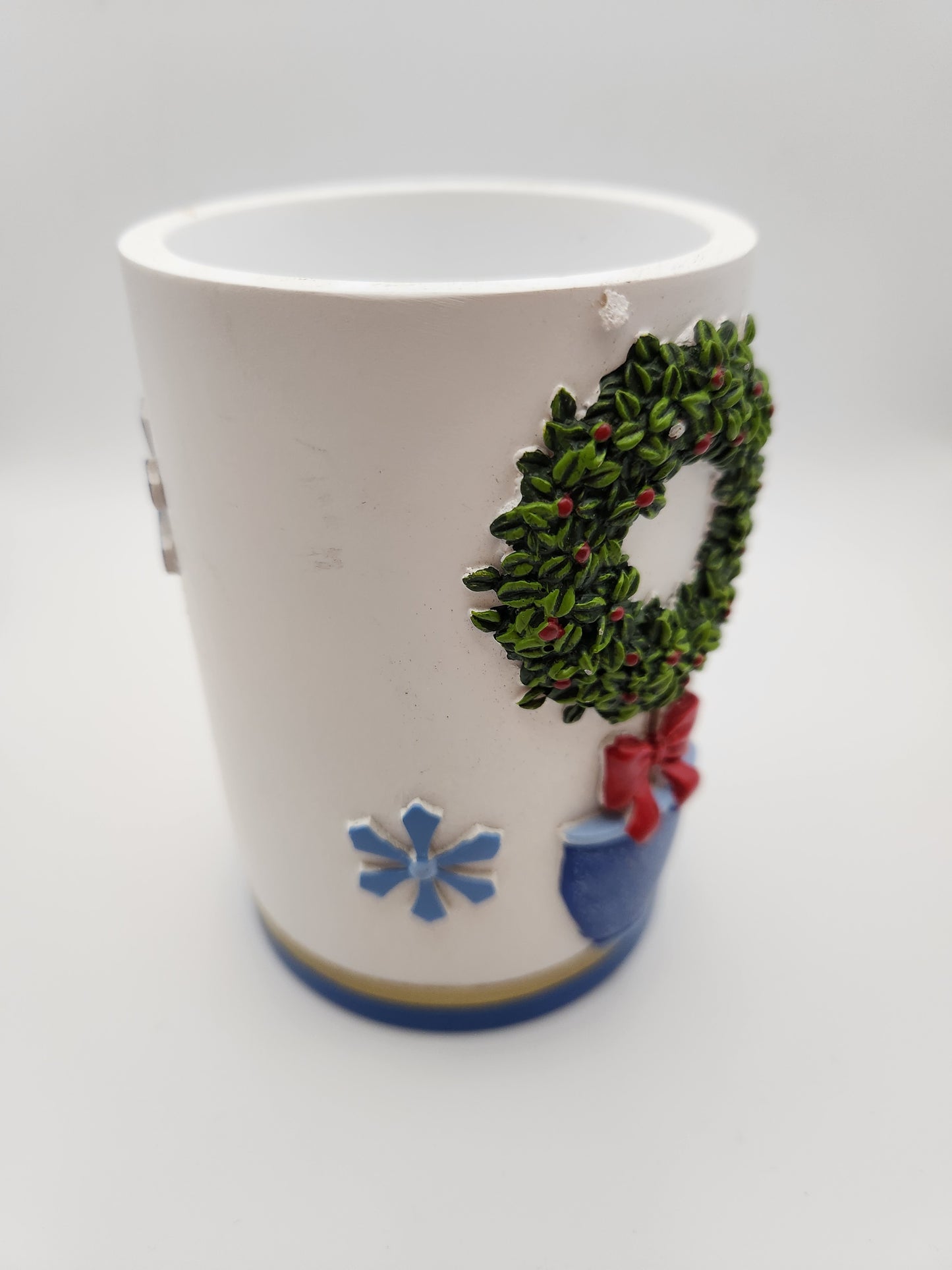 🎄 Festive Holiday Wreath Topiary Desk Organizer / Pen Pencil Cup Holder ❄️