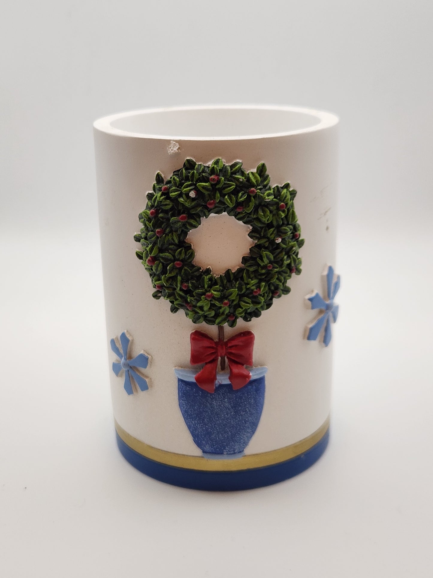 🎄 Festive Holiday Wreath Topiary Desk Organizer / Pen Pencil Cup Holder ❄️