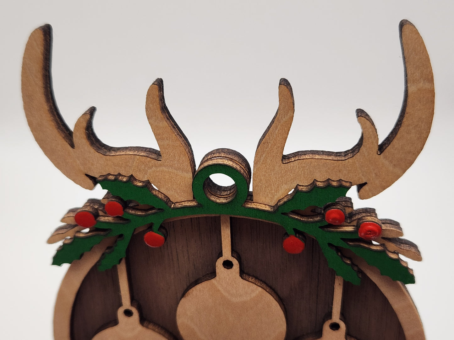 🦌 Personalized Layered Wood Reindeer "Our Family" Photo Ornament - DIY Craft Blank