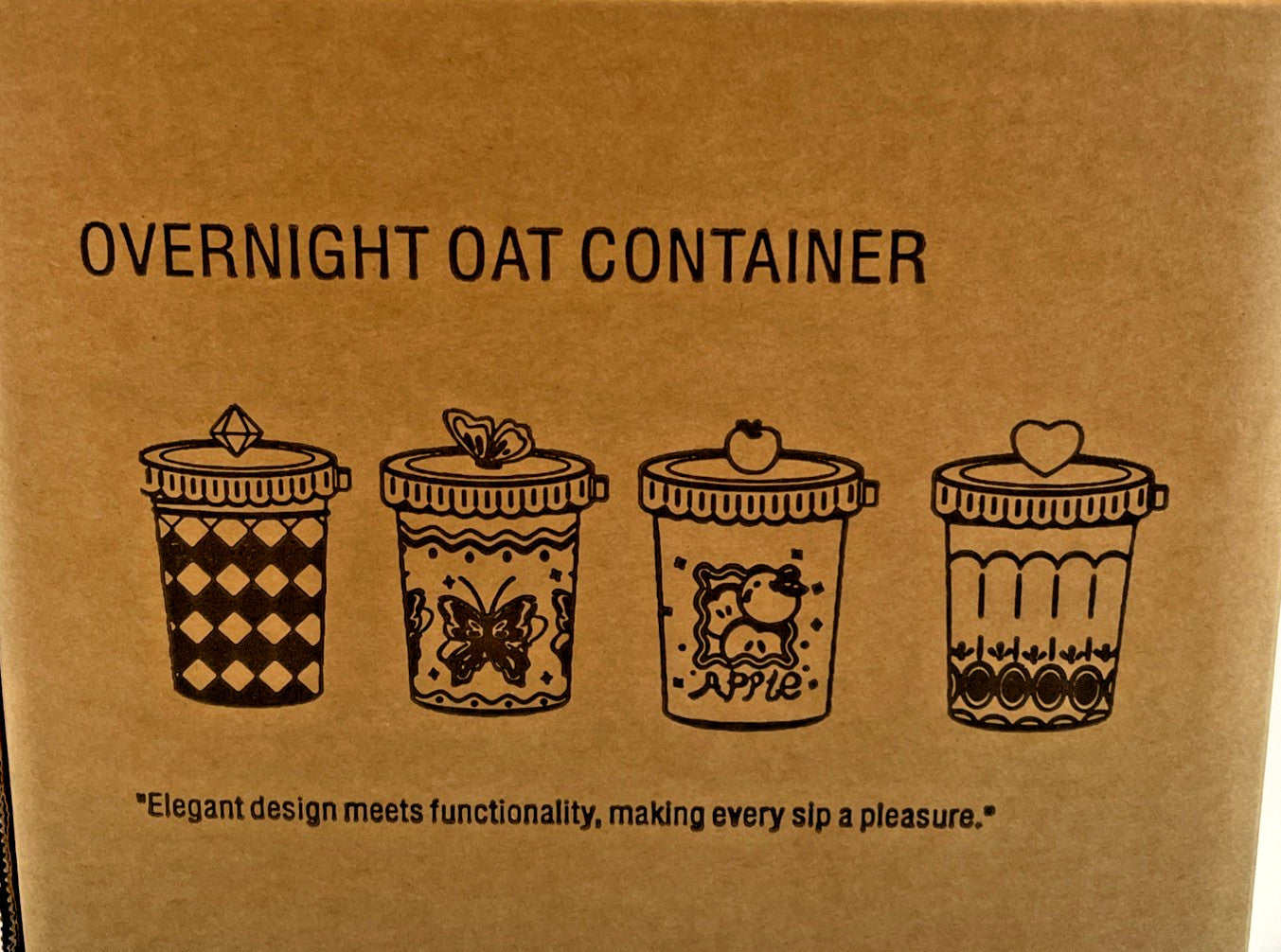 Set of 4 Overnight Oats Glass Containers (16oz) with Lids and Spoons