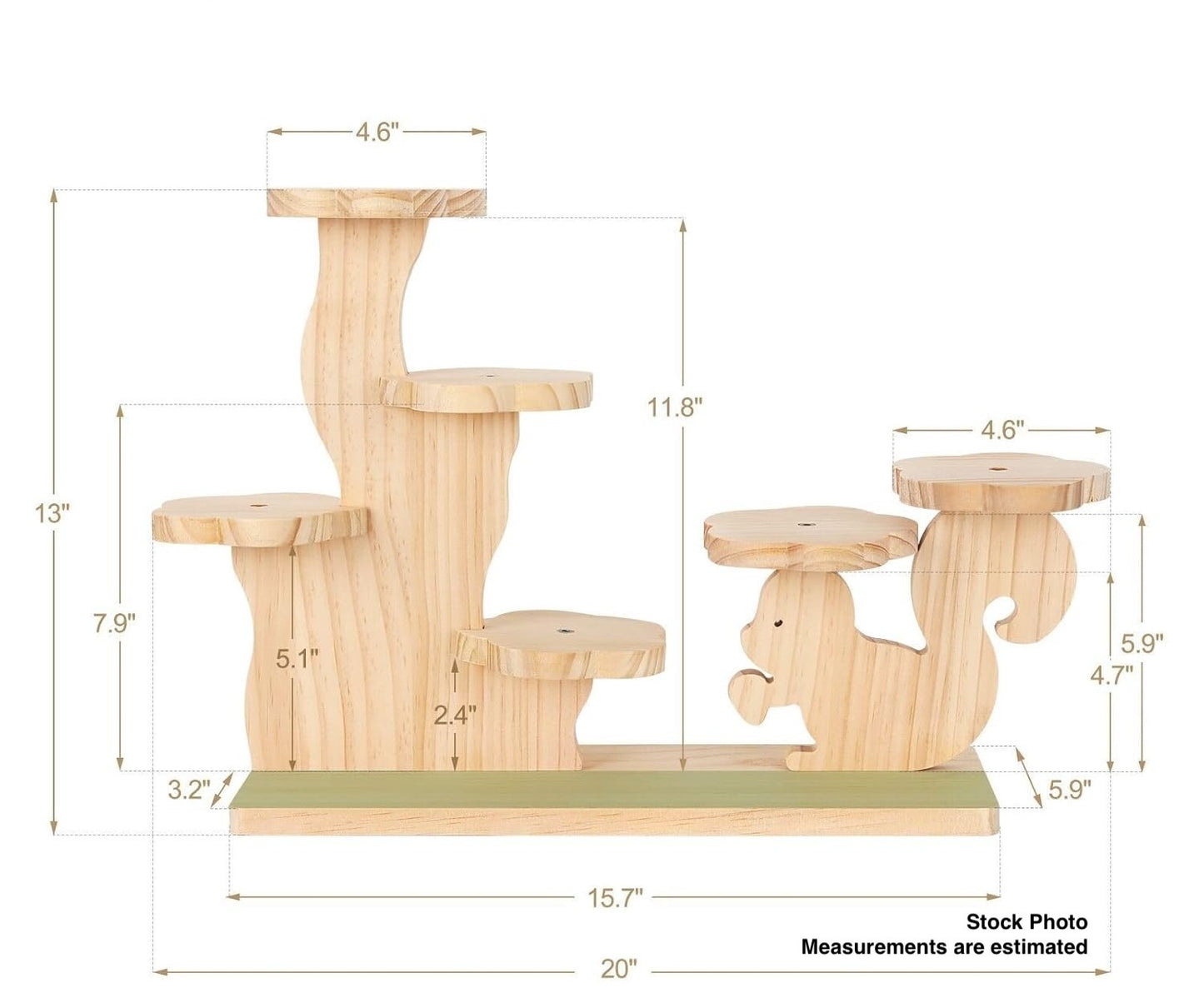 6-Tier Squirrel Desk Plant Stand - Flower Platforms - Unfinished Wood -NIB