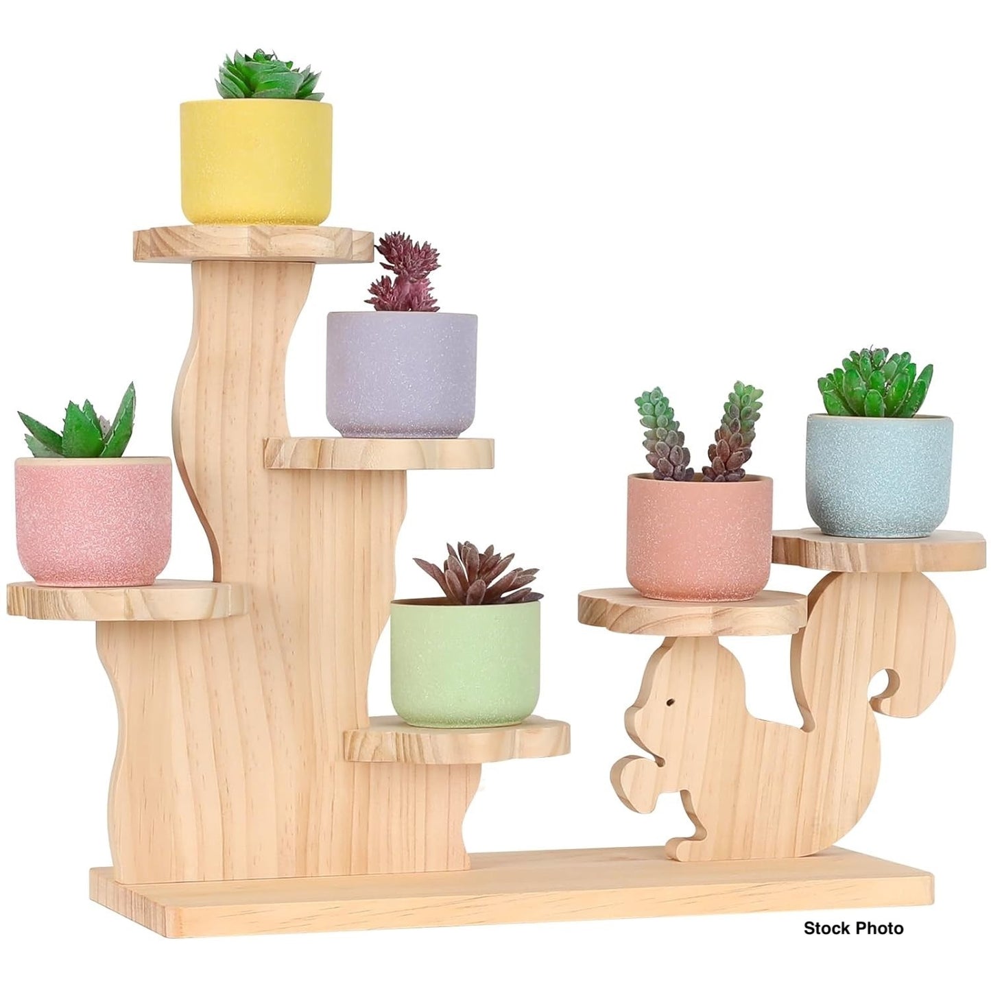 6-Tier Squirrel Desk Plant Stand - Flower Platforms - Unfinished Wood -NIB