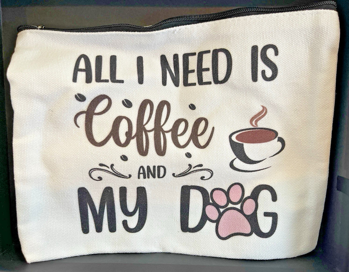 "All I Need Is Coffee & My Dog" Gift Set - Tumbler, Pouch, Socks - Brand New